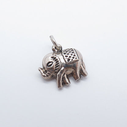 925 Sterling Silver Vintage Elephant For Good Luck Charm Pendant