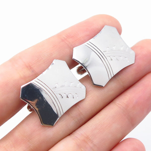 925 Sterling Silver Vintage PRK Etched Cufflinks