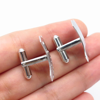 925 Sterling Silver Vintage PRK Etched Cufflinks