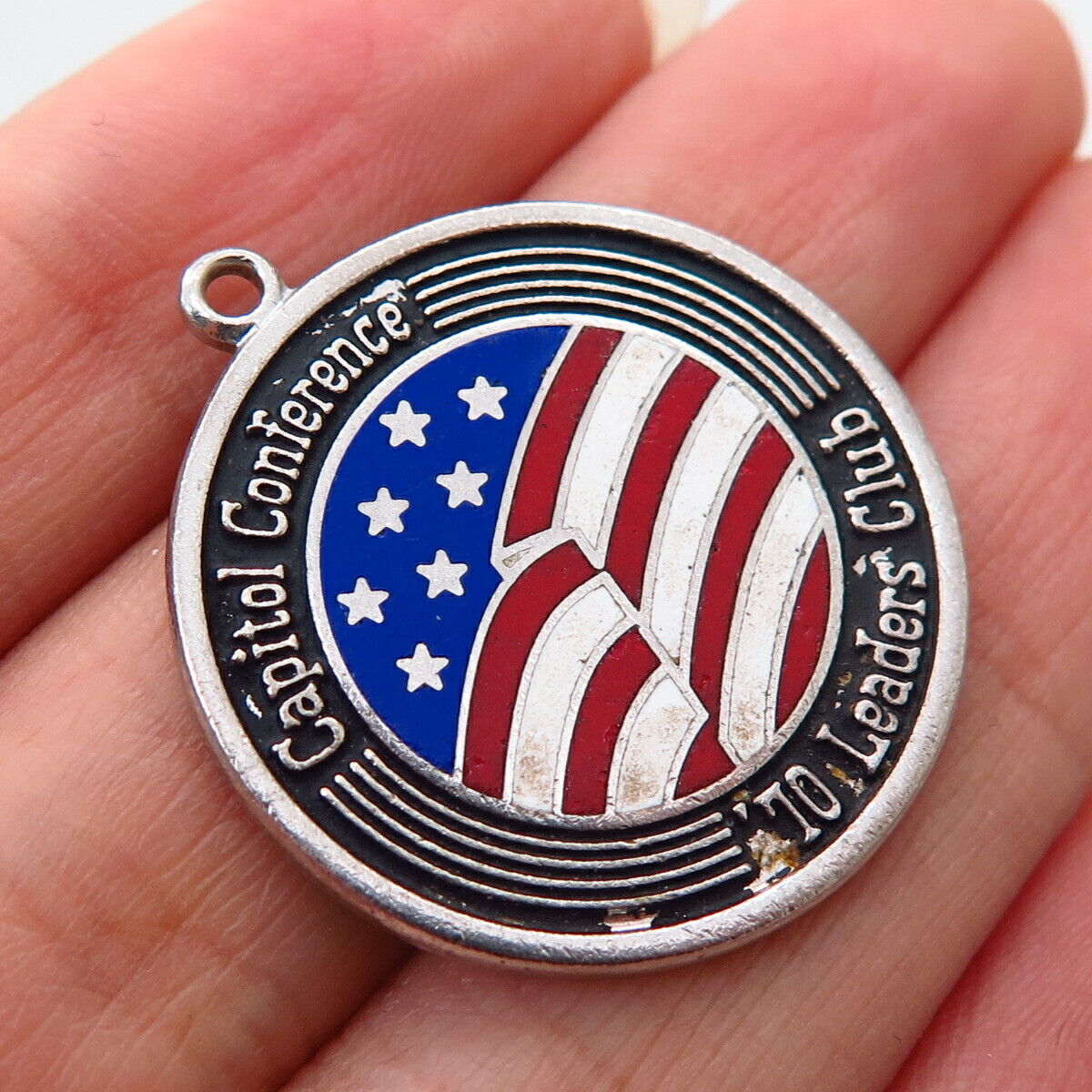 925 Sterling Silver Vintage Enamel "MassMutual Capitol Conference" Charm Pendant