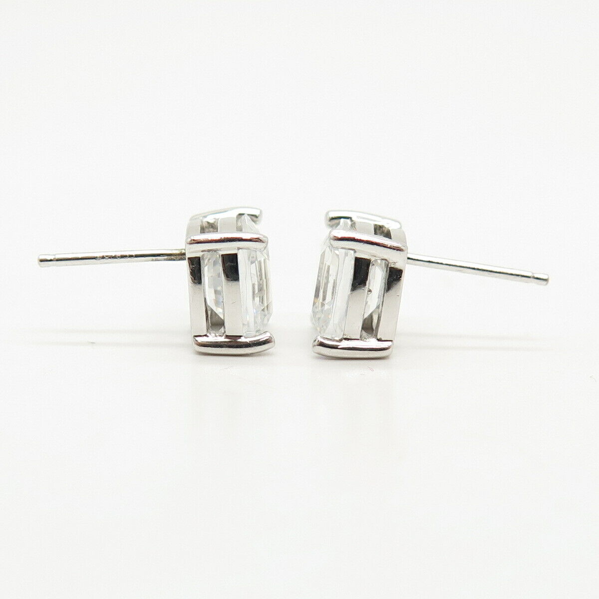 925 Sterling Silver C Z Square Stud Earrings