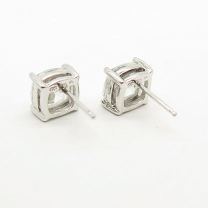 925 Sterling Silver C Z Square Stud Earrings