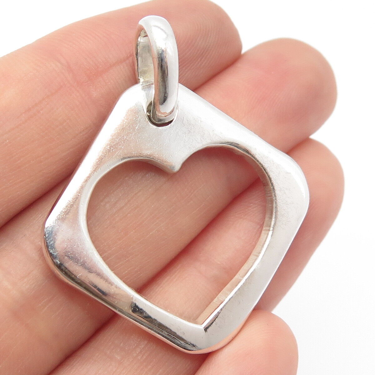 925 Sterling Silver Vintage Mexico Open Heart Pendant