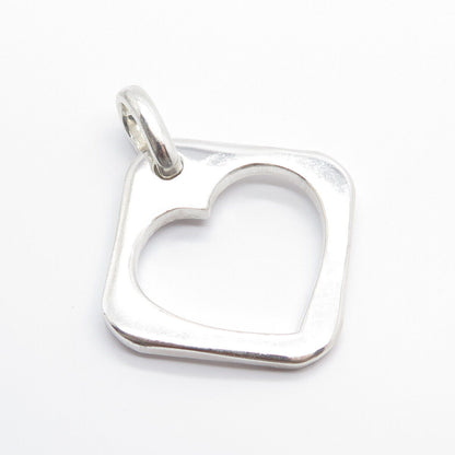 925 Sterling Silver Vintage Mexico Open Heart Pendant