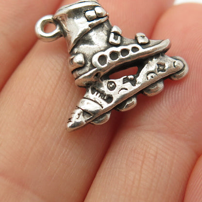 925 Sterling Silver Vintage Roller Skate Charm Pendant