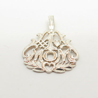 925 Sterling Silver Vintage "Mom Number 1" Ornate Pendant