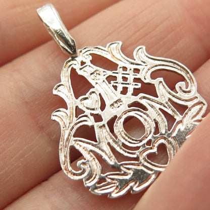 925 Sterling Silver Vintage "Mom Number 1" Ornate Pendant