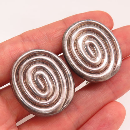 925 Sterling Silver Vintage Swirl Design Clip On Earrings