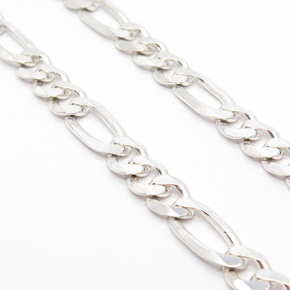 925 Sterling Silver Vintage Italy GM Figaro Chain Necklace 26"