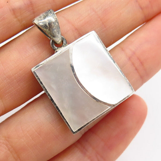 925 Sterling Silver Mother-of-Pearl Square Shape Pendant