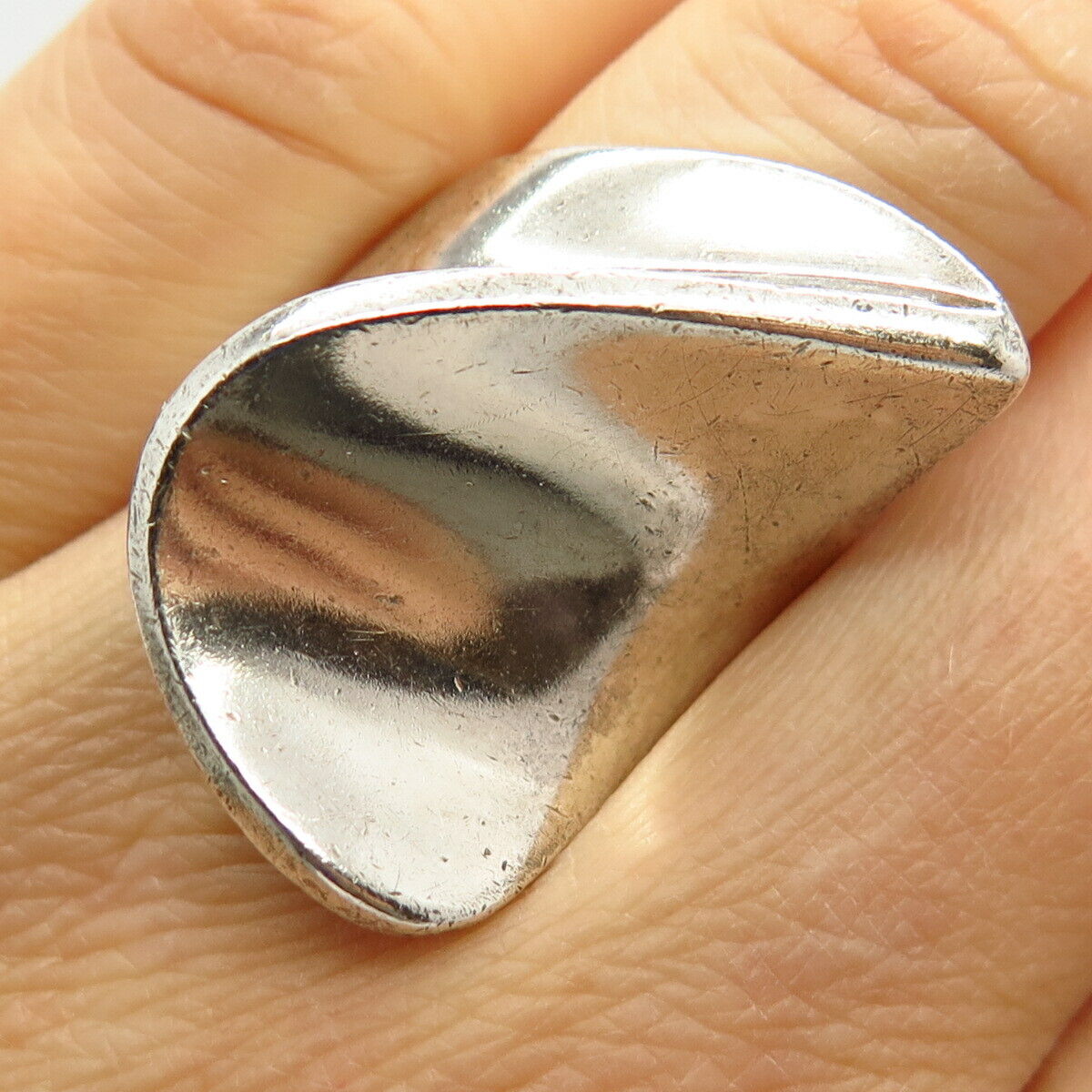 925 Sterling Silver Vintage Modernist Design Ring Size 6 1/4