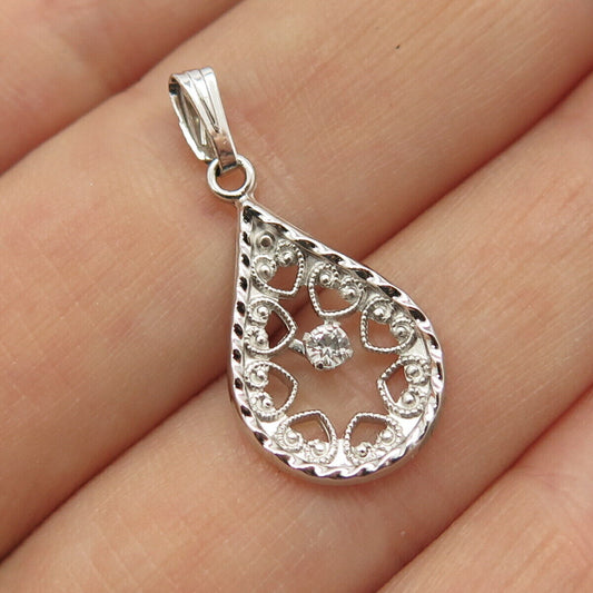 925 Sterling Silver Vintage C Z Ornate Pendant