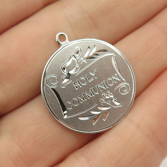 925 Sterling Silver Vintage "Holy Communion" Medal Pendant