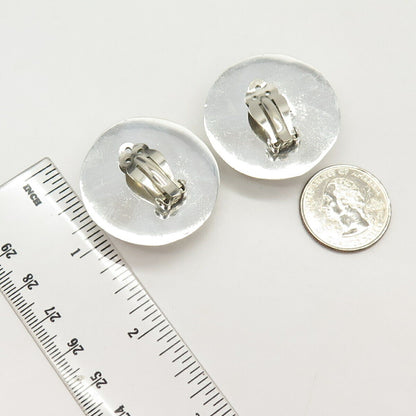 925 Sterling Silver Vintage Mexico Ribbed Hollow Clip On Earrings