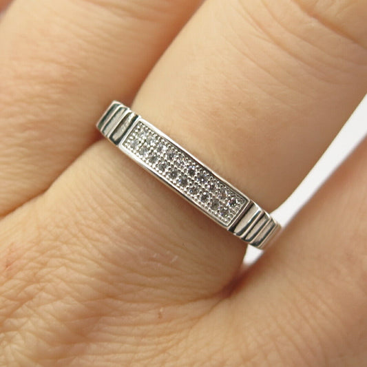 925 Sterling Silver C Z Bar Design Ring