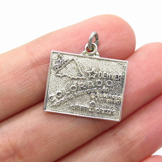 925 Sterling Silver Vintage "Colorado" State Map Charm Pendant