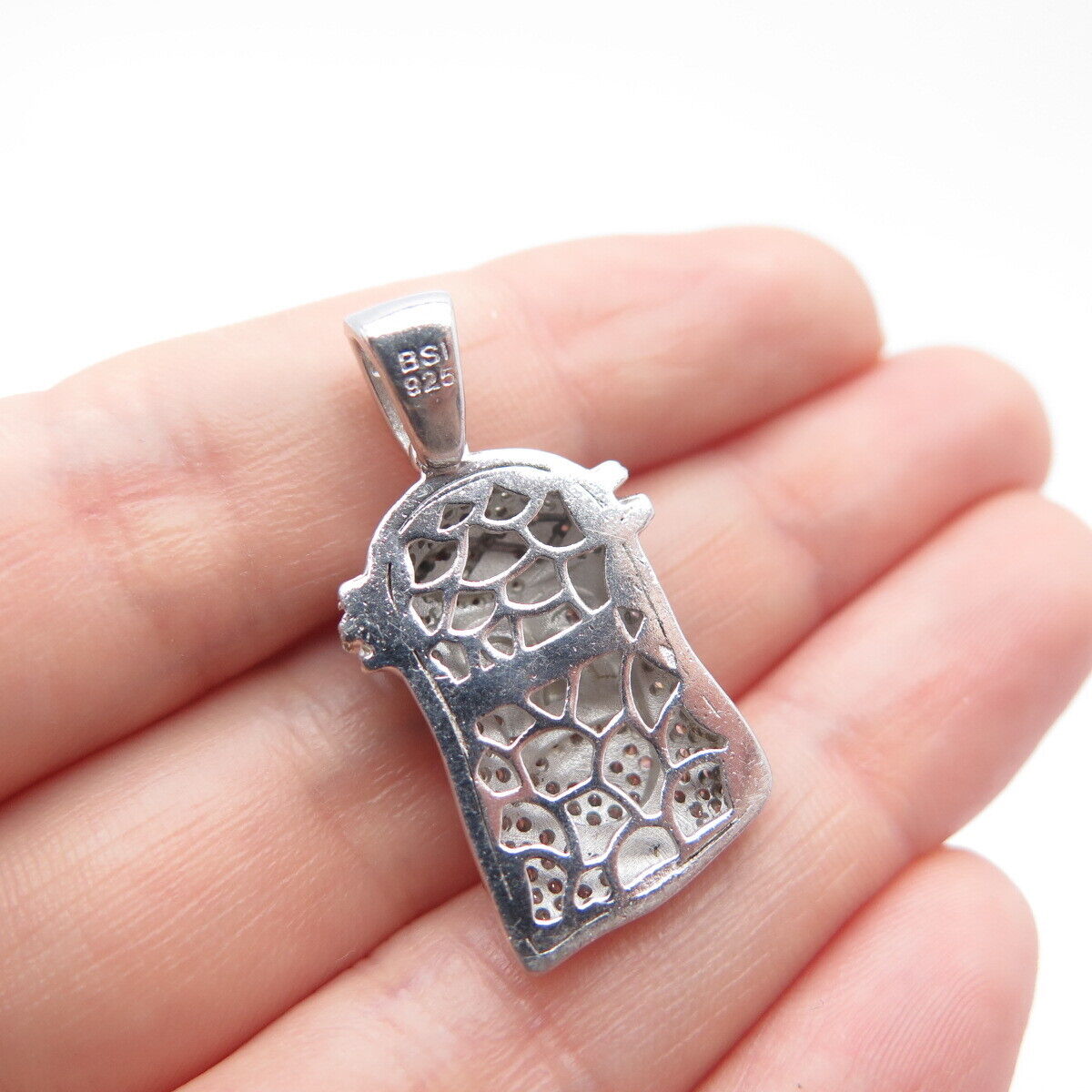 925 Sterling Silver BSI C Z Religious Jesus Face Pendant