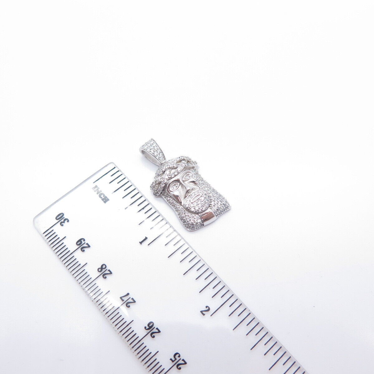 925 Sterling Silver BSI C Z Religious Jesus Face Pendant