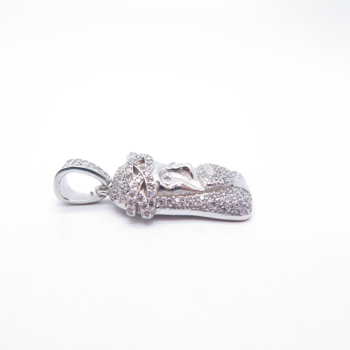 925 Sterling Silver BSI C Z Religious Jesus Face Pendant