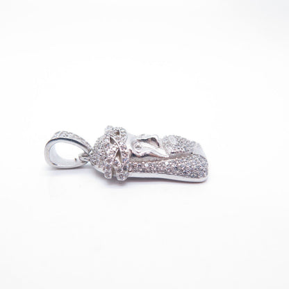 925 Sterling Silver BSI C Z Religious Jesus Face Pendant