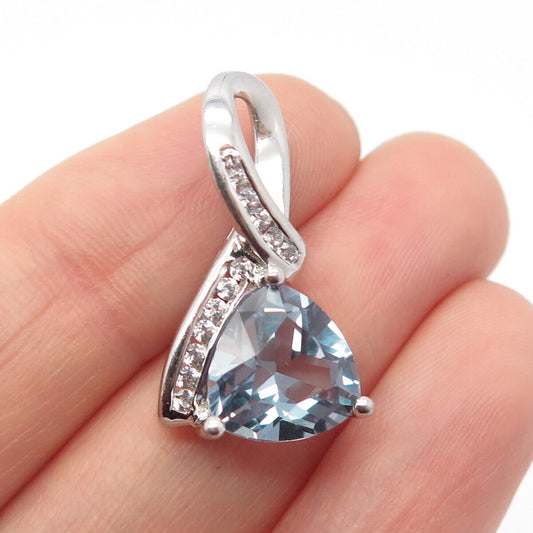 925 Sterling Silver Lab-Created Sapphire Gem & C Z Infinity Slide Pendant