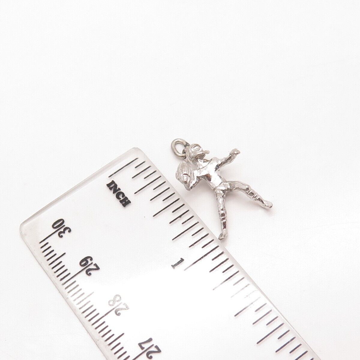 925 Sterling Silver Vintage Rugby Player Charm Pendant