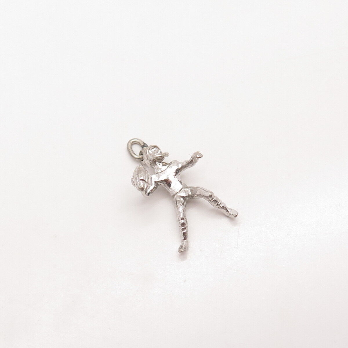 925 Sterling Silver Vintage Rugby Player Charm Pendant