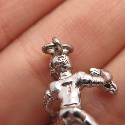 925 Sterling Silver Vintage Rugby Player Charm Pendant