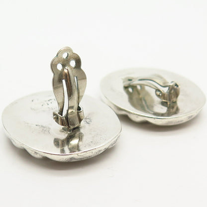 925 Sterling Silver Vintage Mexico Wavy Design Clip On Earrings