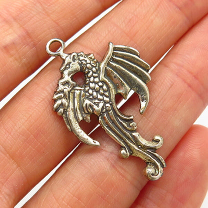 925 Sterling Silver Mythical Dragon Design Charm Pendant