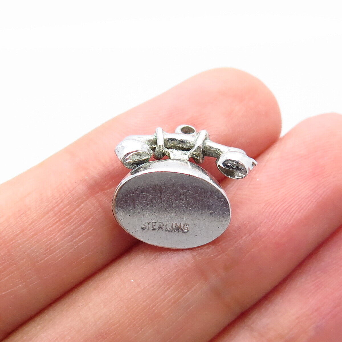 925 Sterling Silver Vintage Retro Phone Movable Charm Pendant