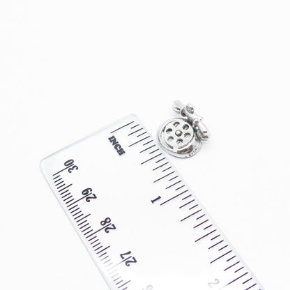 925 Sterling Silver Vintage Retro Phone Movable Charm Pendant