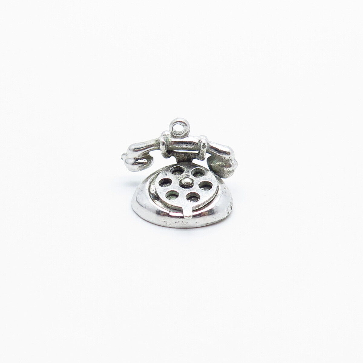 925 Sterling Silver Vintage Retro Phone Movable Charm Pendant