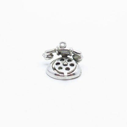 925 Sterling Silver Vintage Retro Phone Movable Charm Pendant