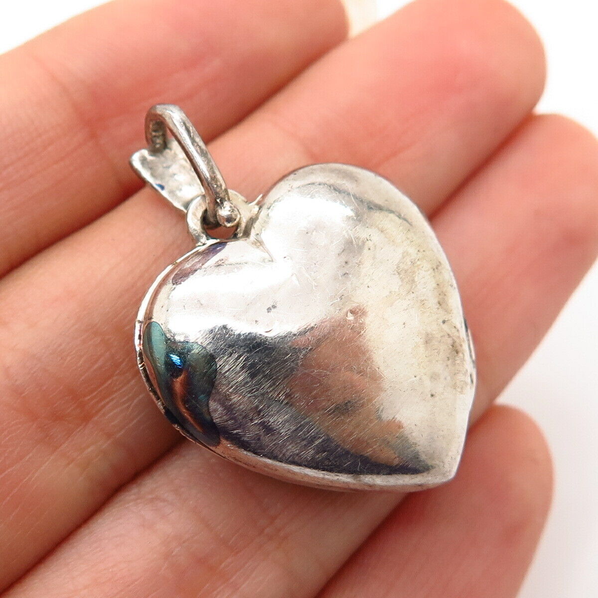 925 Sterling Silver Real Marcasite Gem Heart Locket Pendant