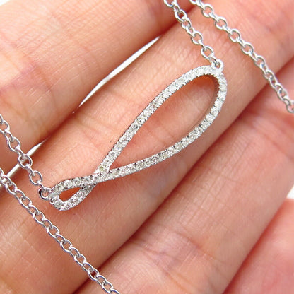 925 Sterling Silver Real Diamond Infinity Design Chain Necklace 17"