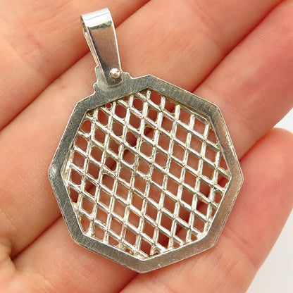 925 Sterling Silver Grid Design Pendant