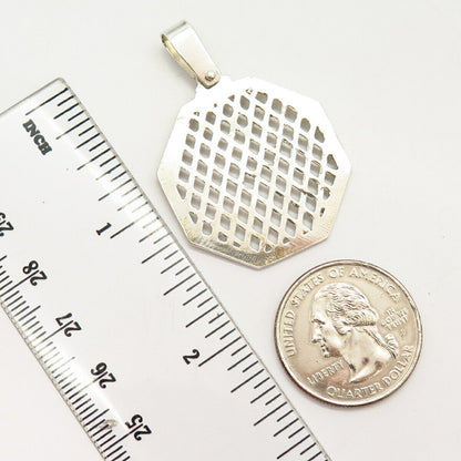 925 Sterling Silver Grid Design Pendant