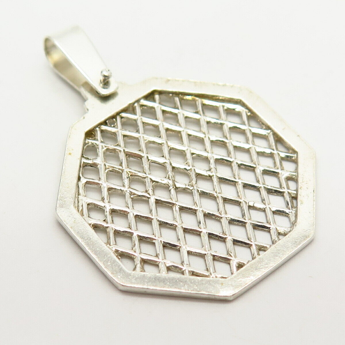 925 Sterling Silver Grid Design Pendant