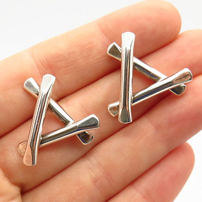 925 Sterling Silver Vintage Letter "A" Initial Design Earrings