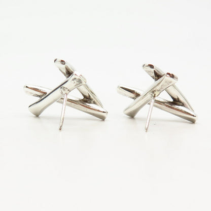 925 Sterling Silver Vintage Letter "A" Initial Design Earrings