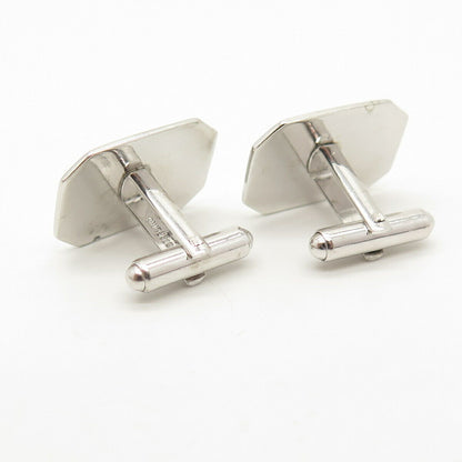 925 Sterling Silver Vintage Etched Leaves Design Cufflinks