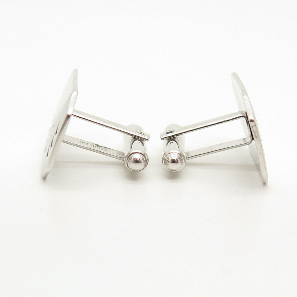 925 Sterling Silver Vintage Etched Leaves Design Cufflinks