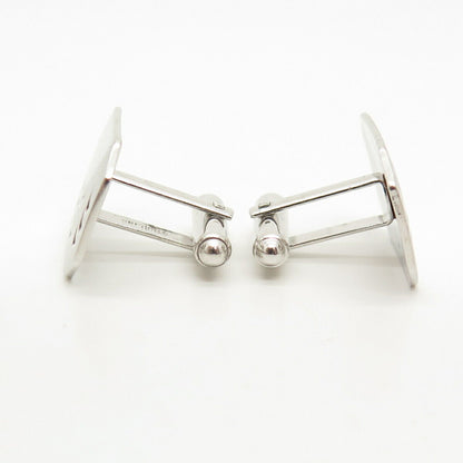 925 Sterling Silver Vintage Etched Leaves Design Cufflinks