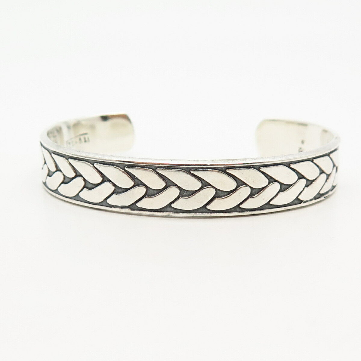 925 Sterling Sterling Vintage Braiding Design Cuff Bracelet 6.5"