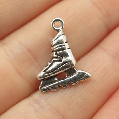 925 Sterling Silver Vintage Roller Skate Design Small Charm Pendant