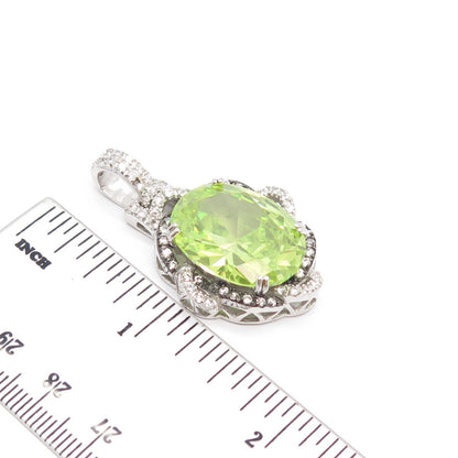 925 Sterling Silver White & Peridot-Tone C Z Pendant