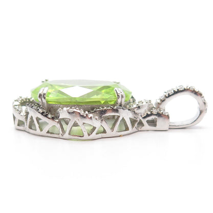 925 Sterling Silver White & Peridot-Tone C Z Pendant