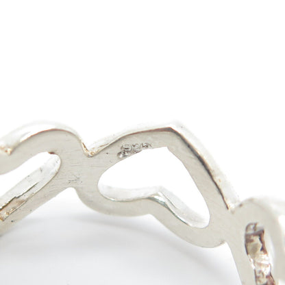 925 Sterling Silver Open Heart Band Ring Size 8.25