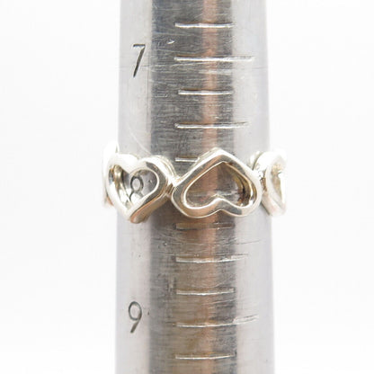 925 Sterling Silver Open Heart Band Ring Size 8.25